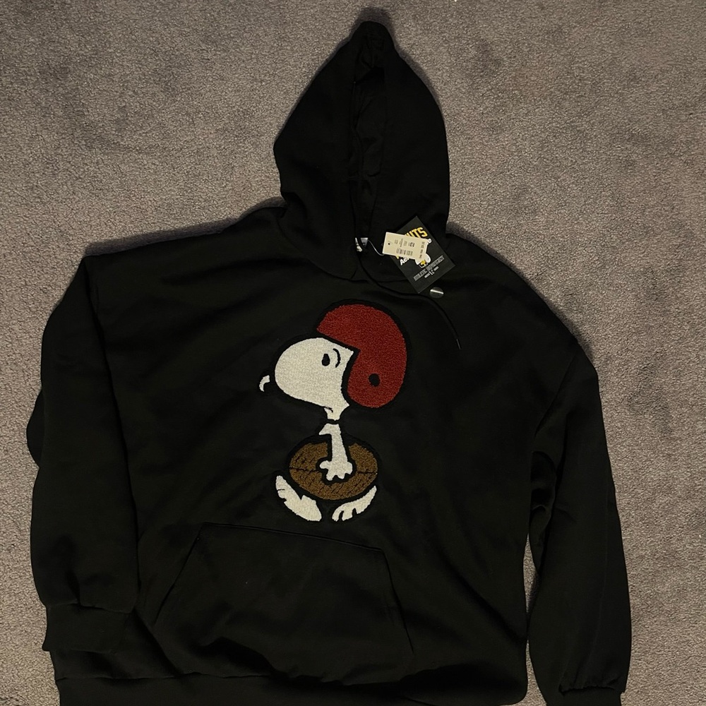 Aeropostale Black Hoodie with Red, White, Brown Snoopy Graphic
